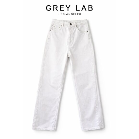 GREY LAB Pants - Grey Lab Los Angeles White Jeans Size 27 High Rise Straight Wide Leg Denim